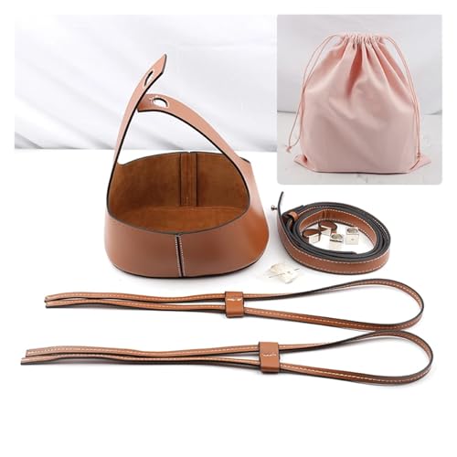 LUYSGBXR DIY Damen-Handtaschen-Bastelset DIY Leder Stricken häkeln Tasche Boden Basis for Schulter Schnalle Tasche Machen Set mit gewebten Taschengriff for DIY Handtasche(Brown and pink) von LUYSGBXR