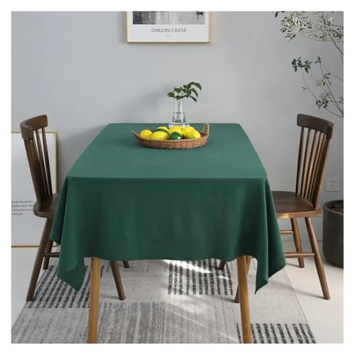 LUYSGBXR Tischdecke Baumwolltischdecke, einfarbig, Reine Farbe, Tischdecken for rechteckige Tischdecke, Küche, Party, Hochzeitsdekoration(Dark Green,135x200cm) von LUYSGBXR