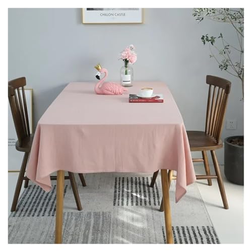 LUYSGBXR Tischdecke Baumwolltischdecke, einfarbig, Reine Farbe, Tischdecken for rechteckige Tischdecke, Küche, Party, Hochzeitsdekoration(Pink,135x180cm) von LUYSGBXR