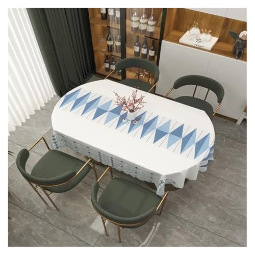 LUYSGBXR Tischdecke Tischdecke, oval, 136 cm, geometrisch Bedruckt, moderner Stil, Bauernhaus-Tischdecke, wasserdicht, PVC, rustikal, for Esstisch 53 Zoll(7,100 x 160cm) von LUYSGBXR