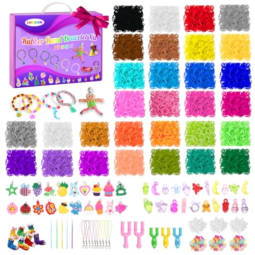 LUZOON 10000+ Loom Bänder XXL Nachfüllen Set, 30 Farben Armbänder Selber Machen Gummibänder Kinder Basteln Schmuck Selber Machen Set Schmuckbastelsets für Kinder Mädchen Jungs von LUZOON