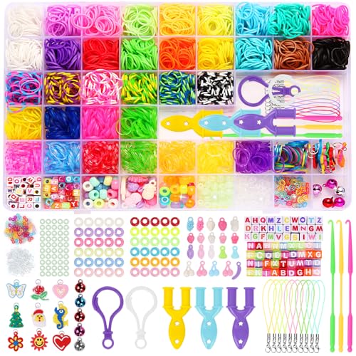 LUZOON 2800+ Loom Bänder Set, 36 Farben Armbänder Selber Machen Gummibänder Kinder Basteln Schmuck Selber Machen Set Schmuckbastelsets für Kinder Mädchen Jungs von LUZOON