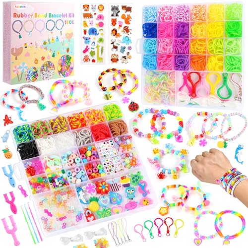 LUZOON 3000+ Loom Bänder Set, 37 Farben Armbänder Selber Machen Gummibänder Kinder Basteln Schmuck Selber Machen Set Schmuckbastelsets für Kinder Mädchen Jungs(Mit Fluoreszieren Farben) von LUZOON