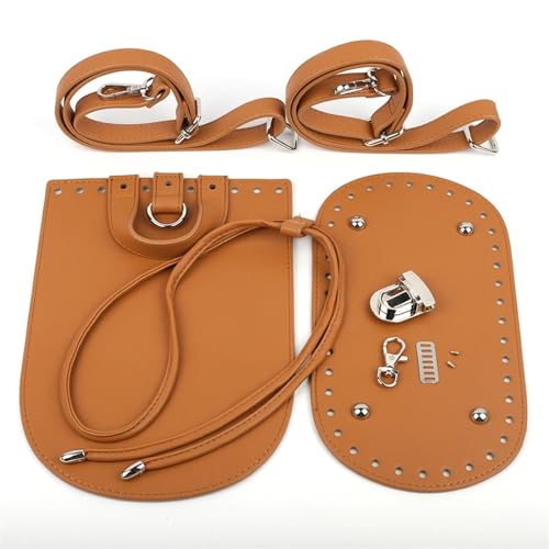 Diy Leder Tasche Machen Kit 1set Diy Handgemachte Rucksack Frauen Schulter Tasche Zubehör Leder Tasche Riemen Untere Abdeckung Mit Hardware for Häkeln Handtasche Diy-Taschenset Mit NäHset(Brown) von LVCHAO