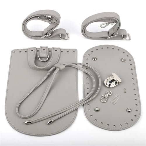 Diy Leder Tasche Machen Kit 1set Diy Handgemachte Rucksack Frauen Schulter Tasche Zubehör Leder Tasche Riemen Untere Abdeckung Mit Hardware for Häkeln Handtasche Diy-Taschenset Mit NäHset(Gray) von LVCHAO