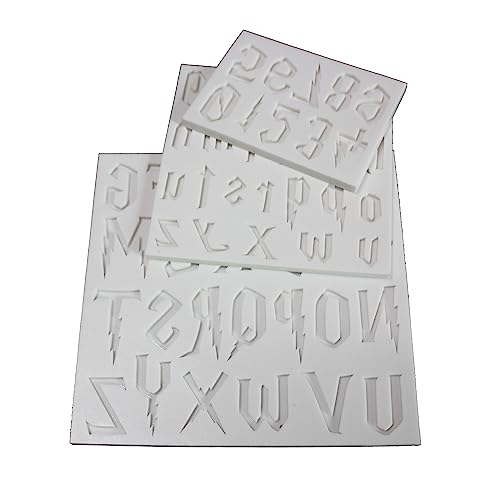 LVDGE 3-teiliges Silikonformen-Set für magische Buchstaben und Zahlen in Form eines Blitzes, ideal für Fondant-Kuchen, Schokolade, Harz-Bastelarbeiten, Blütenpaste, DIY Handwerk Kreation von LVDGE