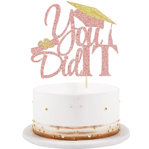 LVEUD Tortenaufsatz "I Did It" – Congrats Grad Kuchendekoration – Abschlussfeier Party Dekorationen (Roségold) von LVEUD