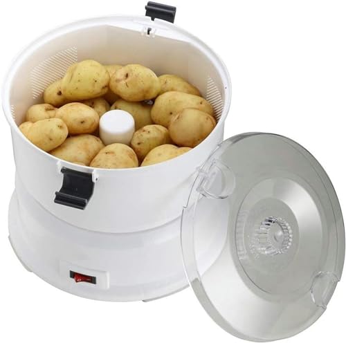 LVSEWOA Elektrische Kartoffelschälmaschine, elektrische Aufschnittmaschinen, Kartoffelschälmaschine mit Rumbler, Gemüseschäler mit Behälter, Drehsicherheitsverriegelung, 1 kg Kapazität von LVSEWOA