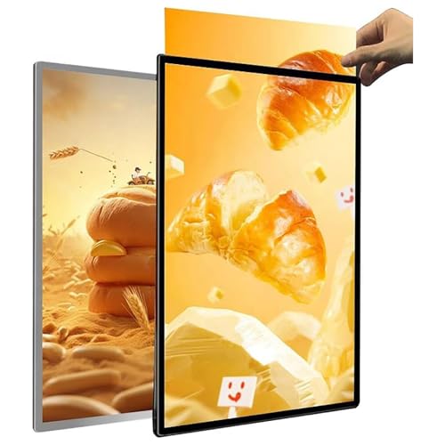 Ultradünner LED-Leuchtkasten aus gehärtetem Glas, wandmontierter Werbedisplayrahmen, beleuchtetes Plakatdisplay, Restaurant-Menütafel, für Restaurants, Bars, Geschäfte (Schwarz, 60 x 120 cm) von LVSEWOA