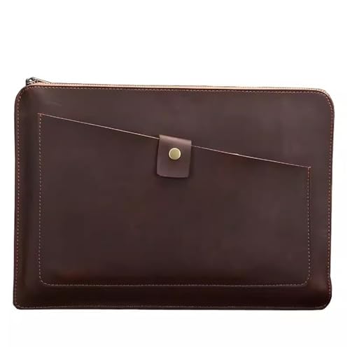 Aktentasche mit Umschlag Einfache Reißverschluss Leder Ordner Clutch Aktentasche Leder Dokumentenhalter Dokumententasche(Coffee) von LVUNZJCA