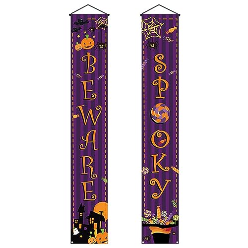 LVUNZJCA Halloween Banner Dekorationen Türvorhänge Pull Flags Halloween Party Foto Couplets Halloween Türbanner von LVUNZJCA