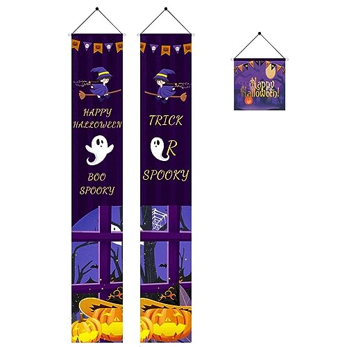 LVUNZJCA Halloween Banner Gruselige Halloween-Türvorhänge, Urlaubsdekoration im Freien, Couplets Halloween Türbanner von LVUNZJCA