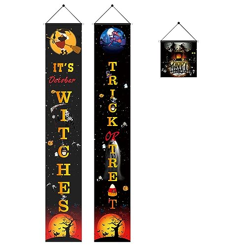 LVUNZJCA Halloween Banner Halloween-Horror-Festival-Außendekoration, Couplet-Türvorhänge Halloween Türbanner von LVUNZJCA