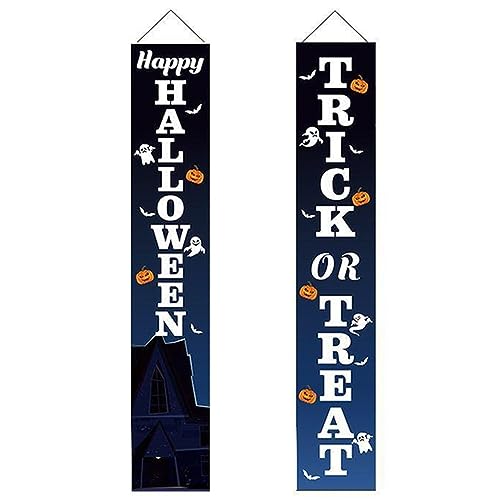 LVUNZJCA Halloween Banner Happy Halloween Banner Couplets Party Yard Schilder Halloween Türbanner von LVUNZJCA