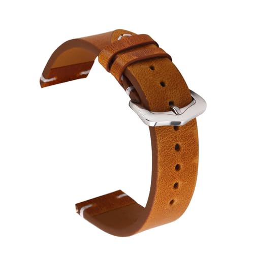 LVUNZJCA Uhrenarmbänder aus Leder Lederband Ölwachs Vintage Rindslederband Herren Businessband Schnellverschluss(Yellowish Brown,20mm) von LVUNZJCA