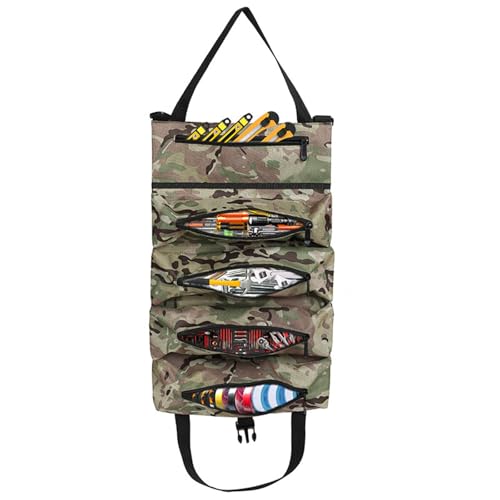 LVUNZJCA Werkzeug-Rolltasche, multifunktional, Werkzeug-Aufbewahrungstasche, rollbares Werkzeugset, hinteres Werkzeugset, Rollwerkzeug-Organizer (Camouflage-Grün) von LVUNZJCA