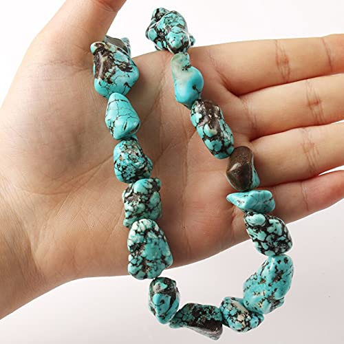 LVYAN 14 x 17-16 x 23 mm Naturstein Blau Türkis Nugget-Perlen für Schmuckherstellung DIY Armband Halskette Perlen-Zubehör von LVYAN
