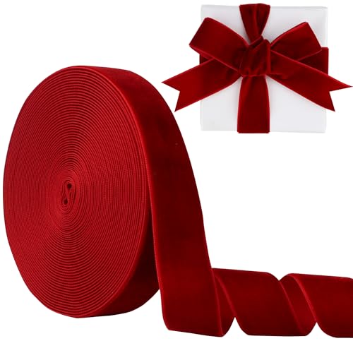 2,5 cm Samtband 9,1 m LVYOUIF einseitiges Samtband, perfekt für Weihnachtsbäume, Geschenkverpackungen, Blumensträuße, Hochzeitsdekoration und Bastelarbeiten, Wein-239 von LVYOUIF