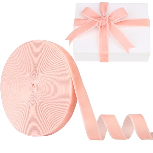 LVYOUIF Samtband, einseitig, 1,6 cm, perfekt für Weihnachtsbäume, Geschenkverpackungen, Blumensträuße, Hochzeitsdekoration und Bastelarbeiten, Blush-359 von LVYOUIF