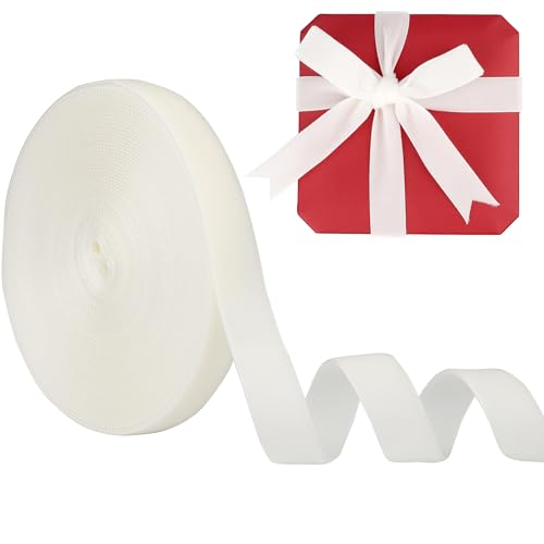 LVYOUIF Samtband, einseitig, 1,6 cm, perfekt für Weihnachtsbäume, Geschenkverpackungen, Blumensträuße, Hochzeitsdekoration und Bastelarbeiten, Weiß-02 von LVYOUIF