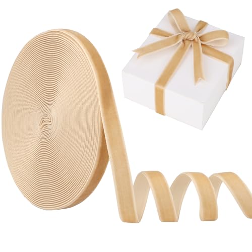 LVYOUIF Samtband, einseitig, 1,9 cm, perfekt für Weihnachtsbäume, Geschenkverpackungen, Blumensträuße, Hochzeitsdekoration und Bastelarbeiten, Khaki-102 von LVYOUIF