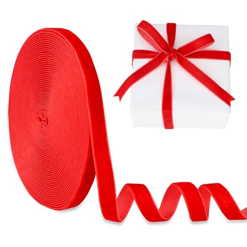 LVYOUIF Samtband, einseitig, 1,9 cm, perfekt für Weihnachtsbäume, Geschenkverpackungen, Blumensträuße, Hochzeitsdekoration und Bastelarbeiten, Rot - 131 von LVYOUIF