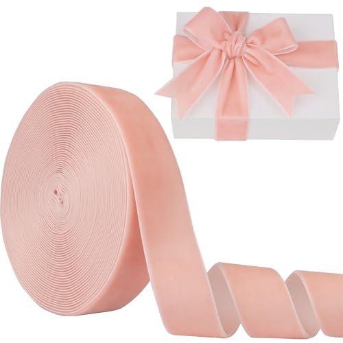 LVYOUIF Samtband, einseitig, 2,5 cm, 9,1 m, perfekt für Weihnachtsbäume, Geschenkverpackungen, Blumensträuße, Hochzeitsdekoration und Bastelarbeiten, Blush-359 von LVYOUIF