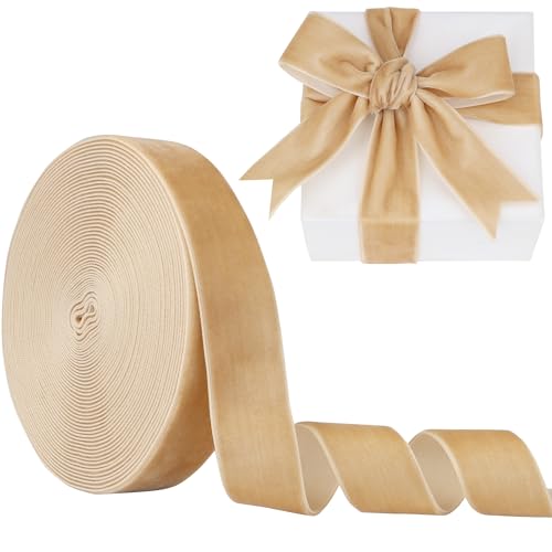 LVYOUIF Samtband, einseitig, 2,5 cm, perfekt für Weihnachtsbäume, Geschenkverpackungen, Blumensträuße, Hochzeitsdekoration und Bastelarbeiten, Khaki-102 von LVYOUIF