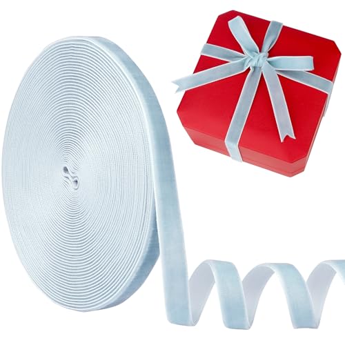 LVYOUIF Samtband, einseitig, 9,5 cm, perfekt für Weihnachtsbäume, Geschenkverpackungen, Blumensträuße, Hochzeitsdekoration und Bastelarbeiten, Hellblau - 078 von LVYOUIF