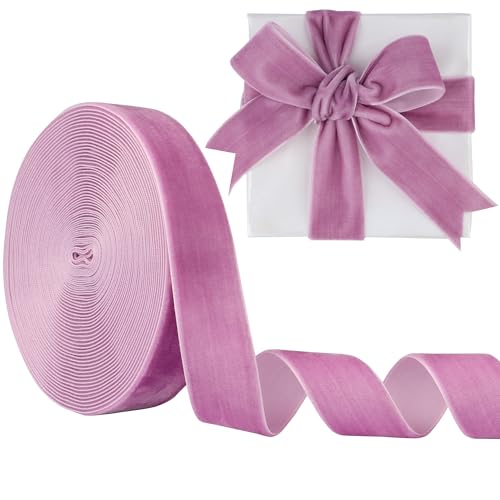 LVYOUIF Samtband, einseitig, perfekt für Weihnachtsbäume, Geschenkverpackungen, Blumensträuße, Hochzeitsdekoration und Bastelarbeiten, 2,5 cm, 9,1 m, Hellviolett - 82 von LVYOUIF