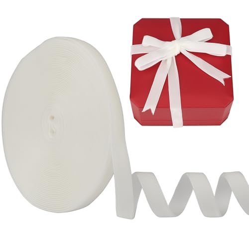 Samtband, 1,9 cm, LVYOUIF einseitig, perfekt für Weihnachtsbäume, Geschenkverpackungen, Blumensträuße, Hochzeitsdekoration und Bastelarbeiten, Cremeweiß-02 von LVYOUIF