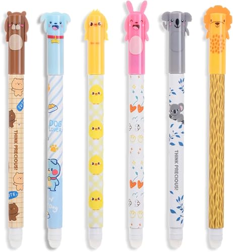 LVZONGXIN Radierbarer Kugelschreiber,- [ 6 Blau ] - Tintenroller Radierbar Gelstift, 0.5 mm Radierstift Cartoon Löschbarer Stift Erasable Pen für Kinder Studenten Geschenk Schul Bürobedarf von LVZONGXIN