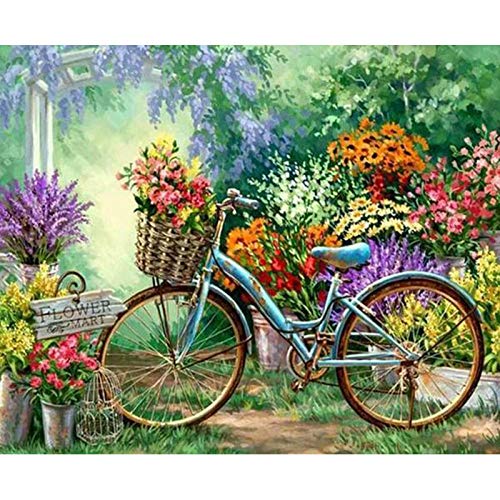 LWLFC Diamond Painting Blumen Und Fahrräder Diamant Painting Bilder,5D Diamant Painting Erwachsene Kunst Handwerksbedarf,Diamond Painting Set Full Wand Und Eingang Dekorationen 30X40Cm,Diamant Bilder von LWLFC