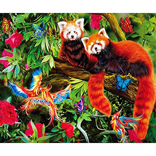 LWLFC Diamond Painting Roter Panda Diamond Painting Set Full Kinder,Diamant Painting Bilder Erwachsene, Daiments Painting Anfänger,5D Diamant Painting Full Home Decor Art und Crafts 40X50Cm von LWLFC