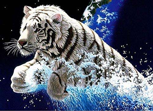 LWLFC Diamond Painting Weißer Tiger, Spray 5D Diamant Painting,Diamant Painting Bilder Erwachsene Kinder 5D Diamant Painting Full Diamond Painting Set Full Kunsthandwerk für Heimwand Deko 30X40Cm von LWLFC