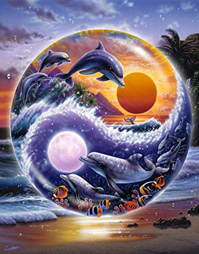 LWLFC Diamond Painting Yin Yang, Delphin 5D Diamant Painting,Diamant Painting Bilder für Erwachsene Geschenk Hause Wall Decoration,Diamond Painting Set Full Kunst Handwerk .Diamant Bilder(30Cmx40Cm) von LWLFC