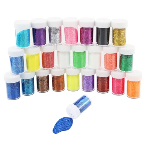 24 Stück Bastel Glitzer Set, Glitzerpulver Glitter zum Basteln, Karten herstellen,Festival Dekoration, Glitzerpuder für Nägel, Körper, Gesicht, Slime, 24 x 20g(480g) von LWMLWM