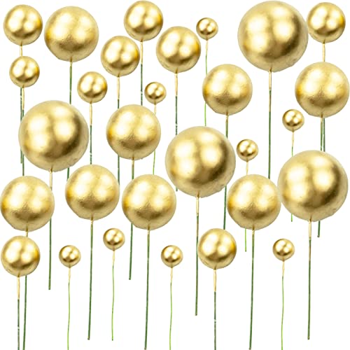 Kuchen-Dekoration goldene Kugeln,50 Stück Schaum Ball Kuchen Picks Cupcake DIY Kuchen Insert Topper Geburtstag Kuchen Dekoration, für Valentinstag Geburtstag Hochzeit Bedarf Deko von LWMLWM