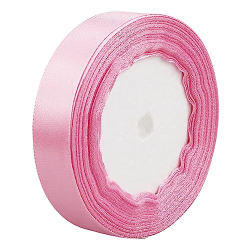 Polyester Satinband, 15 mm x 22 m Dekoration Geschenkband für Heimwerkerkunst handwerk, Geschenk Verpackung, Schleifen, Hochzeitsdekoration (Rosa) von LWMLWM