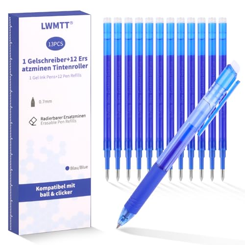 13PCS Stifte Ersatzminen blau,0,7mm radierbarer tintenroller kugelschreiber,radierbarer kugelschreiber, Ideal für das Büro,das Home Office oder die Schule von LWMTT