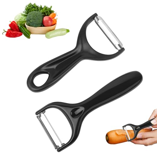 2 Stück Schäler Set,Kartoffelschäler Schäler,Y-Schäler,Universalschäler Sparschäler,Sehr Scharfe Gemüseschäler,für Gemüse Obst Karotten(Schwarz） von LWMTT