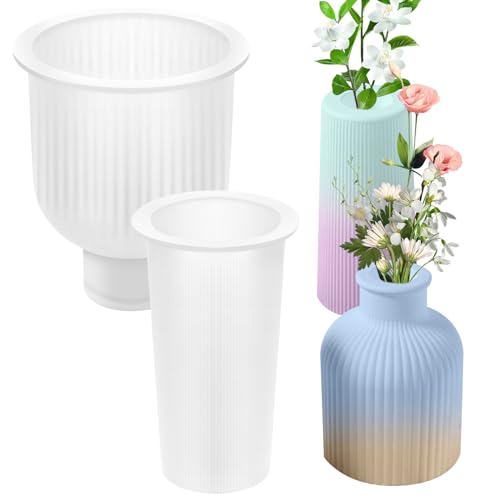 2 Stücke Vase Silikonform,Moulds Blumenvase,Epoxidharz Silikon Vase Formen für DIY Blumentopf Formen Make-Up Pinsel Stifthalter Vasen Dekorativen von LWMTT