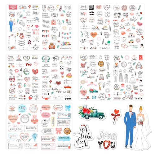 Sticker Hochzeit Gästebuch (266 Motive),Vintage Hochzeit Aufkleber,Aufkleber Hochzeit für Gästebuch und Fotoalbum - Hochzeit Sticker Liebe für Gästebuch Deko von LWMTT