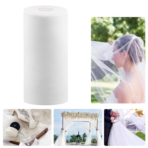 Tüllstoff Rolle Weiß, Hochzeit Dekoration Tüll Polyester Rolle Dekostoff Tüll Dekoband Tüll Tischband für DIY Handwerk Bogen Party Deko für Hochzeitsstühle,Geschenkverpackungen (30cm x 91m) von LWMTT