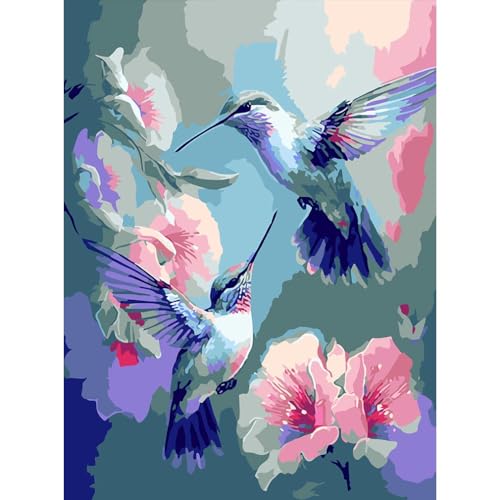 LWZAYS 5D Malen Nach Zahlen Erwachsene, DIY Hummingbird Handgemalt Ölgemälde Kit für Anfänger und Erwachsene Mit 3-Pinseln und Acrylfarbe, Ohne Rahmen 30x40cm von LWZAYS