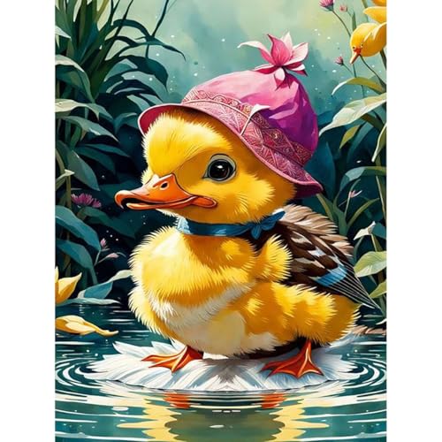 LWZAYS Ente Diamond Painting Kit für Erwachsene Anfänger ohne Rahmen, Tier 5D Easy to DIY Gem Art Kunst Set für Zuhause Dekoration, 30x40 cm von LWZAYS