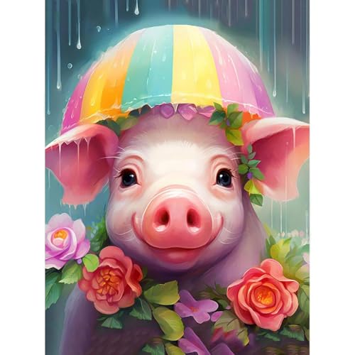 LWZAYS Erwachsene Schweine Zahlenlackierung Kit Erwachsene Anfänger Zahlenlackierung Kit DIY Aquarell Skelett Zahlenlackierung Kit auf Leinwand ohne Rahmen für Hauswanddekoration 12x16 Zoll von LWZAYS