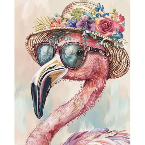 LWZAYS Flamingo Diamond Painting Kit für Erwachsene Anfänger ohne Rahmen, Tier 5D Easy to DIY Gem Art Kunst Set für Zuhause Dekoration Geschenk, 30x40 cm von LWZAYS