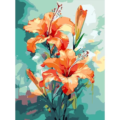 LWZAYS Flower Paint by Numbers Kits for Adults, Flower Malen Nach Zahlen Erwachsene, DIY Handgemalt Ölgemälde Kit für Anfänger und Erwachsene Mit 3-Pinseln und Acrylfarbe, Ohne Rahmen30X40CM von LWZAYS