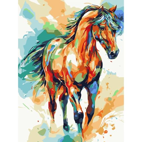 LWZAYS Horses Paint by Numbers Kits for Adults, Malen Nach Zahlen Erwachsene, DIY Horses Animals Handgemalt Ölgemälde Kit für Anfänger und Erwachsene Mit 3-Pinseln und Acrylfarbe, Ohne Rahmen30X40CM von LWZAYS